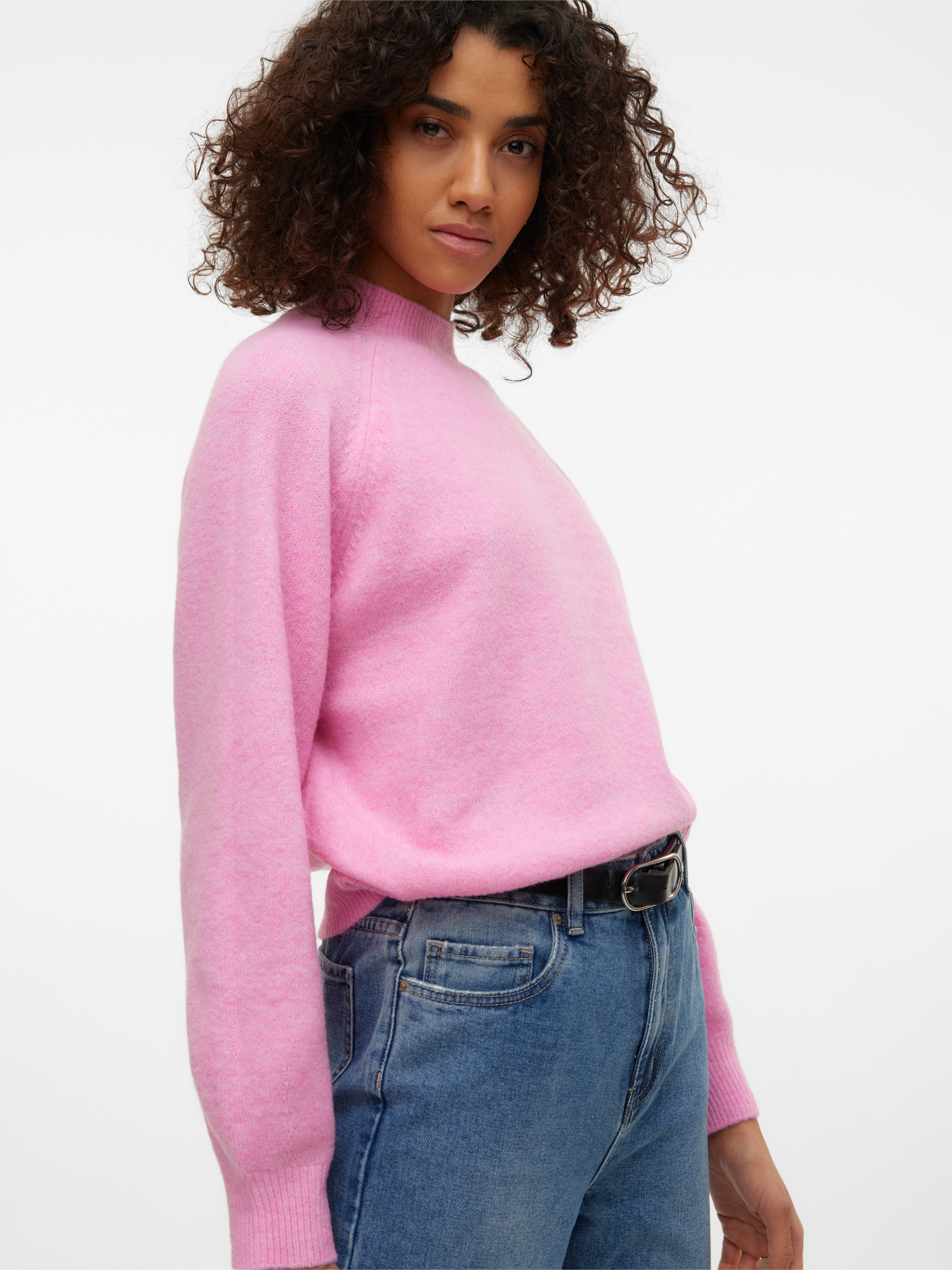 Vero Moda Strickpullover VMLEAF LS HIGH NECK PULLOVER ENT Materialmix, mit Wolle und Stretch, regular fit