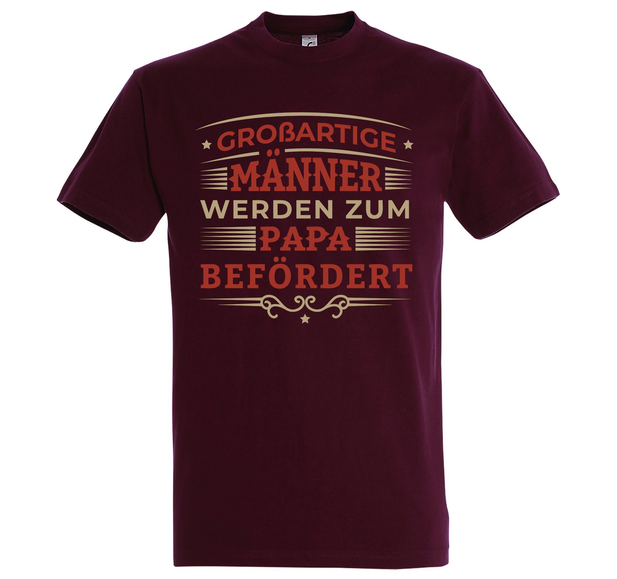 Youth Designz T-Shirt "Männer Werden Zum Papa Befördert" Herren Shirt mit trendigem Frontprint Burgund