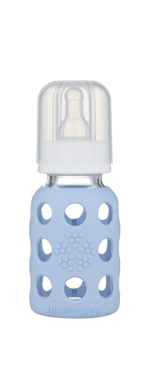 Lifefactory Babyflasche, Glasflasche 120ml, inkl. Silikonsauger Gr. 1 (0-3 Monate) blanket