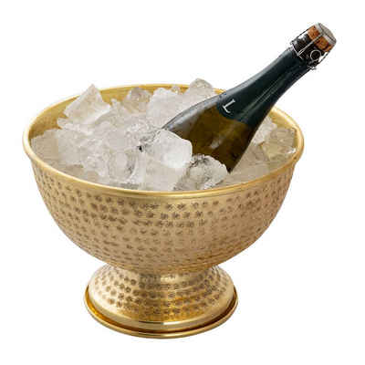 Casamia Wein- und Sektkühler Weinkühler Flaschenkühler Metall ø 29 cm Sektkühler rund silber gold Eiskühler Champagnerkühler