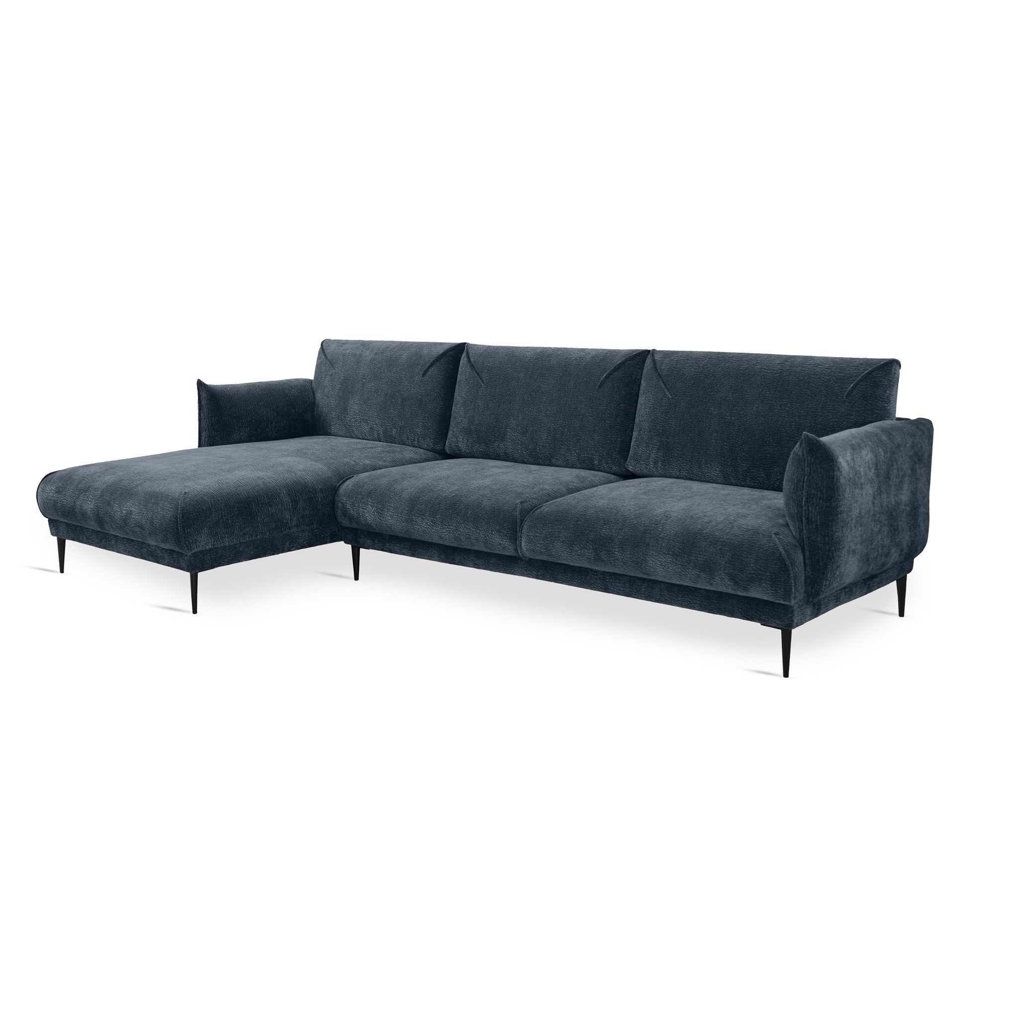 Fun Möbel Ecksofa Designersofa MADISON XL Velourstoff Dress Me, mit Ottomane Links oder Rechts, Rundumbezug