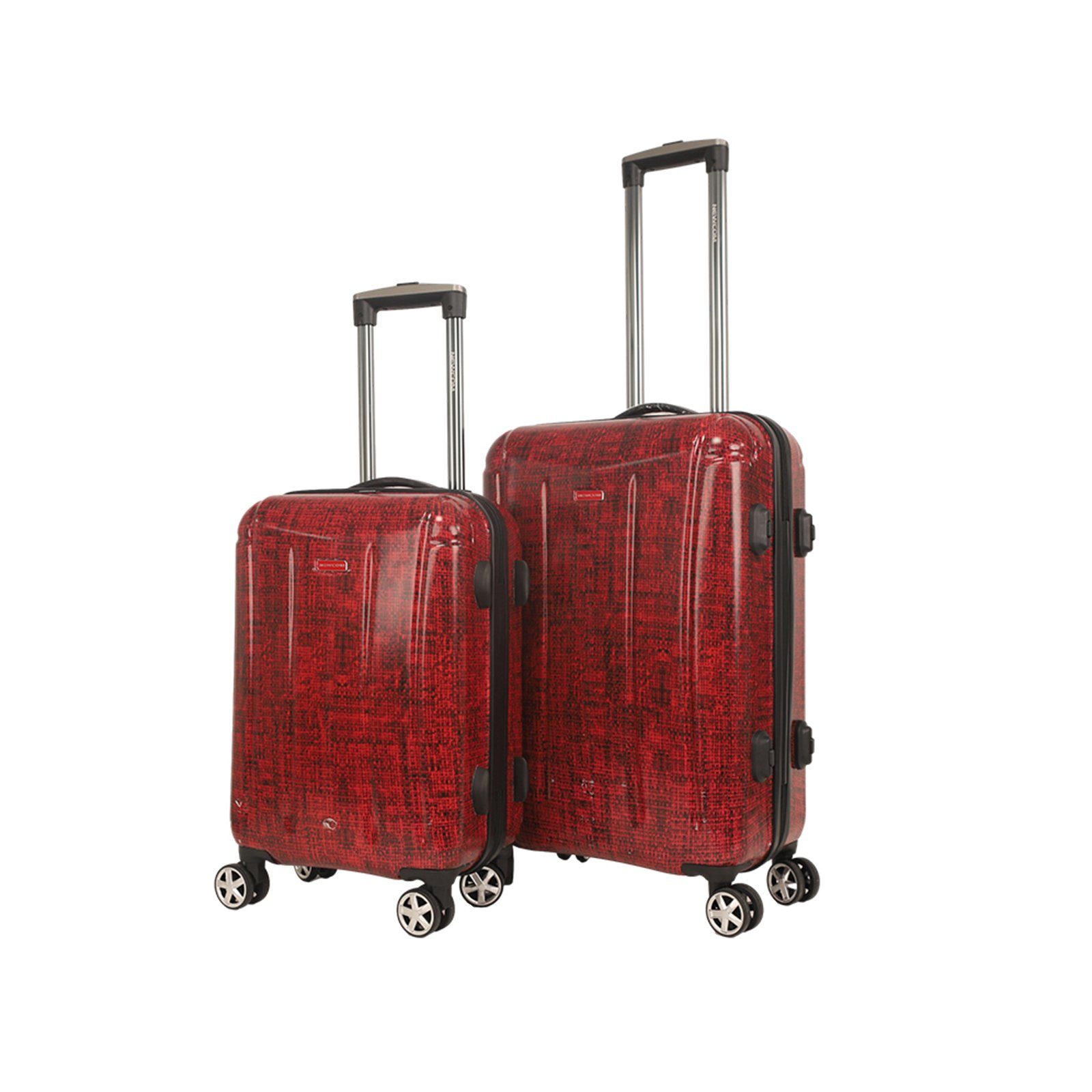 NEWCOM Hartschalen-Trolley Leichtes Kofferset mit 2 Stück, integrierter digitaler Waage, TSA rot