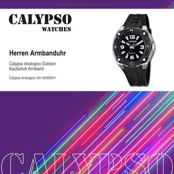 CALYPSO WATCHES Quarzuhr Calypso Herren Uhr K5634/1 Kunststoffband, Herren Armbanduhr rund, Kautschukarmband schwarz, Outdoor