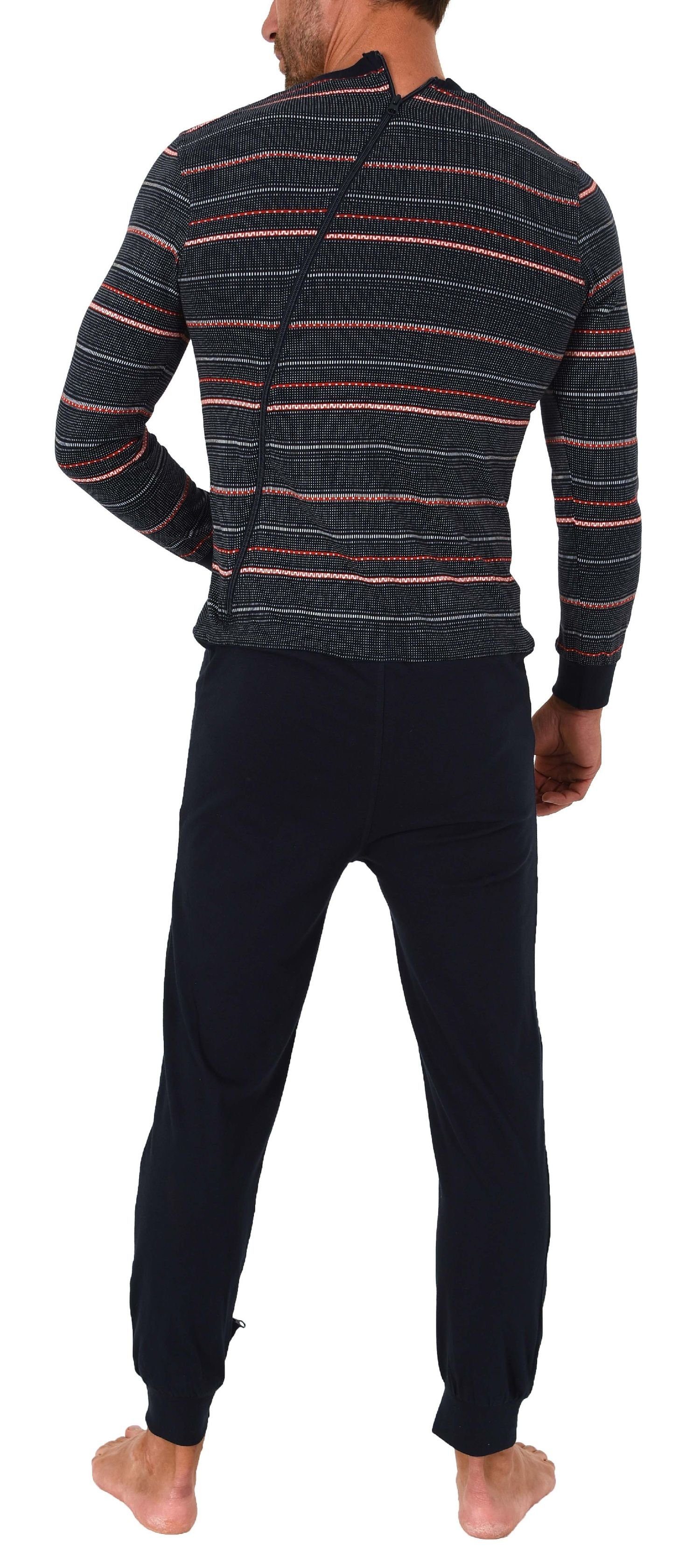 Normann Care Pyjama Herren Pflegeoverall langarm mit Reißverschluss am Rück günstig online kaufen