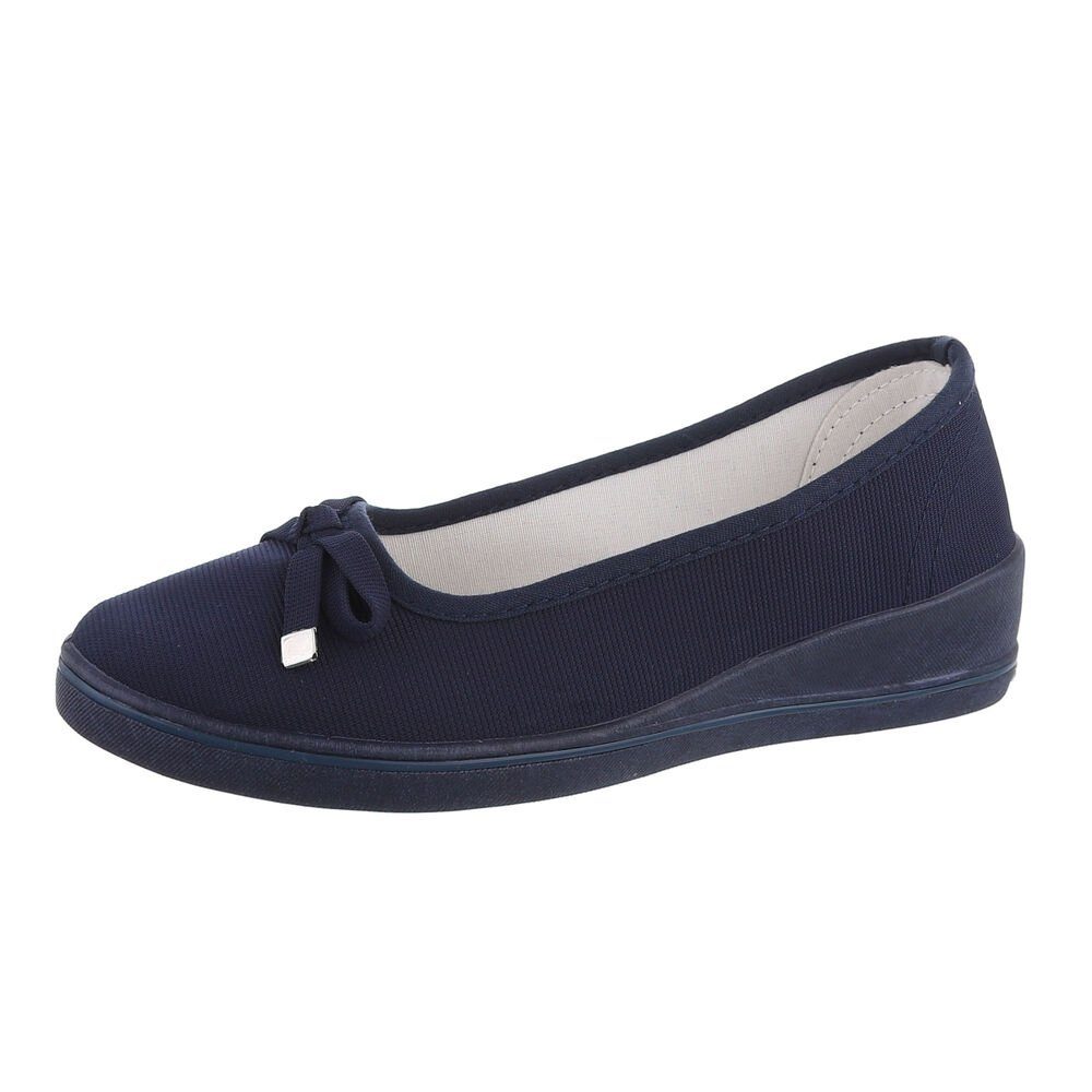 Ital-Design Damen Schlupfschuhe Freizeit Slipper (80200764) Keilabsatz/Wedge Slipper in Dunkelblau