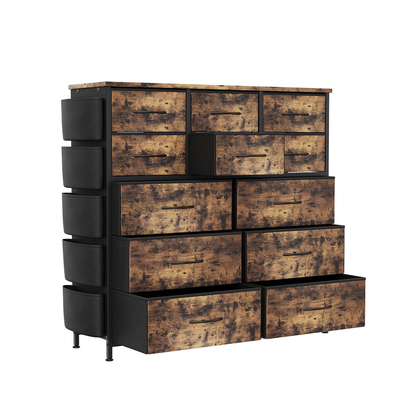 GarveeMore Kommode aus PU Aufbewahrungsschrank mit 12 Schubladen 99*30*110cm