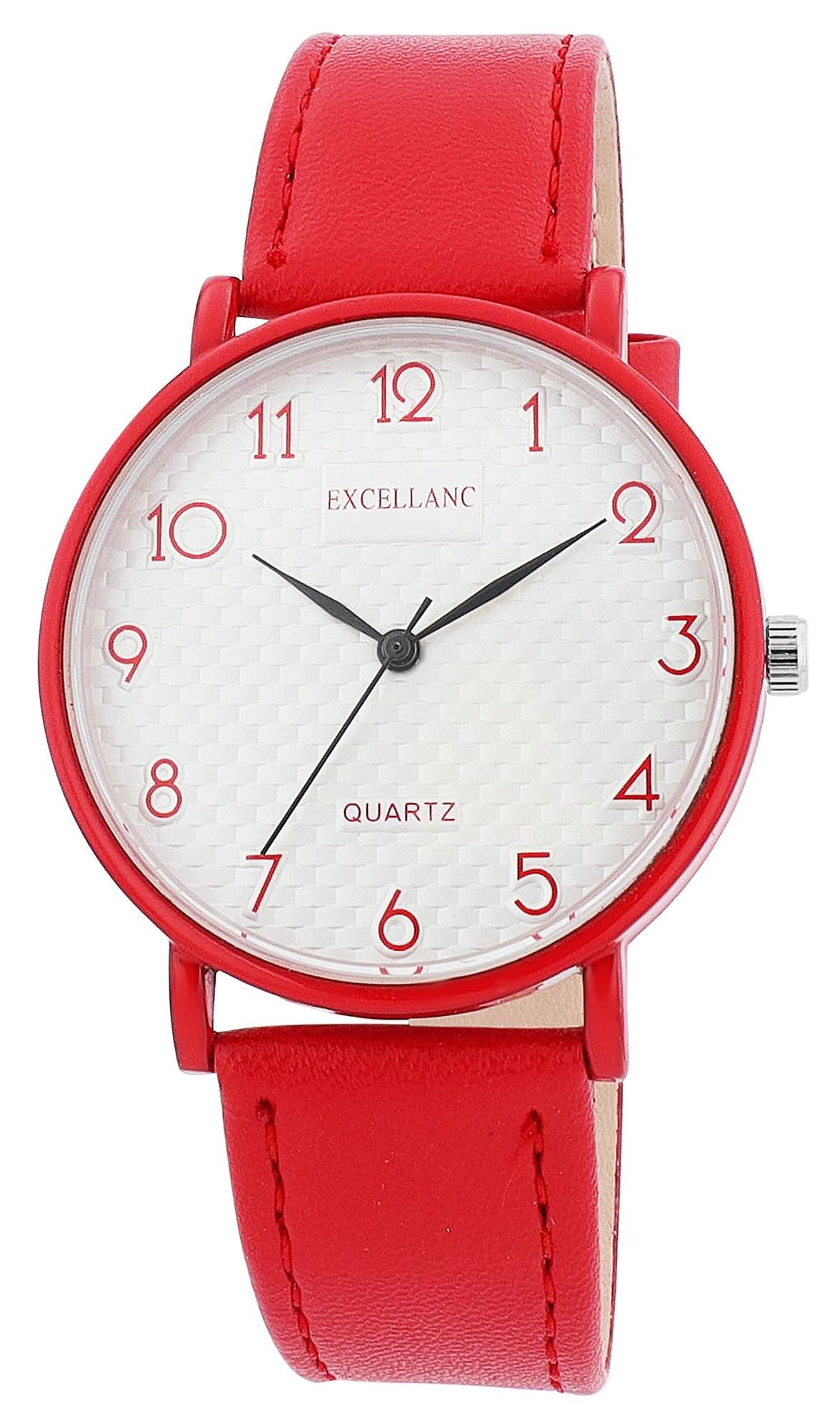 EXCELLANC Quarzuhr 1900304 mit Lederimitationsband, 3 ATM, Mineralglas günstig online kaufen