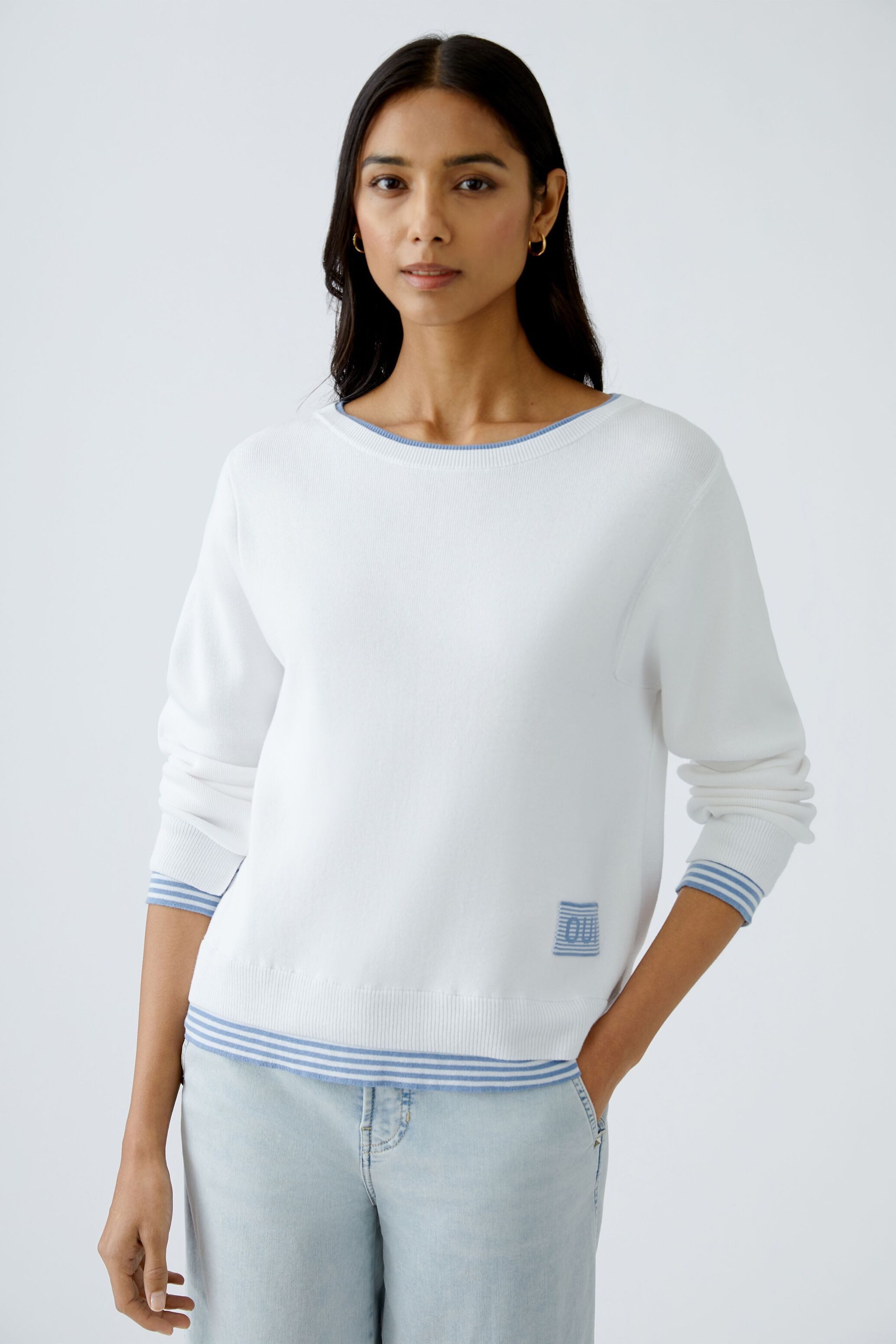 Oui Rundhalspullover LEEZA Pullover reine Baumwolle günstig online kaufen