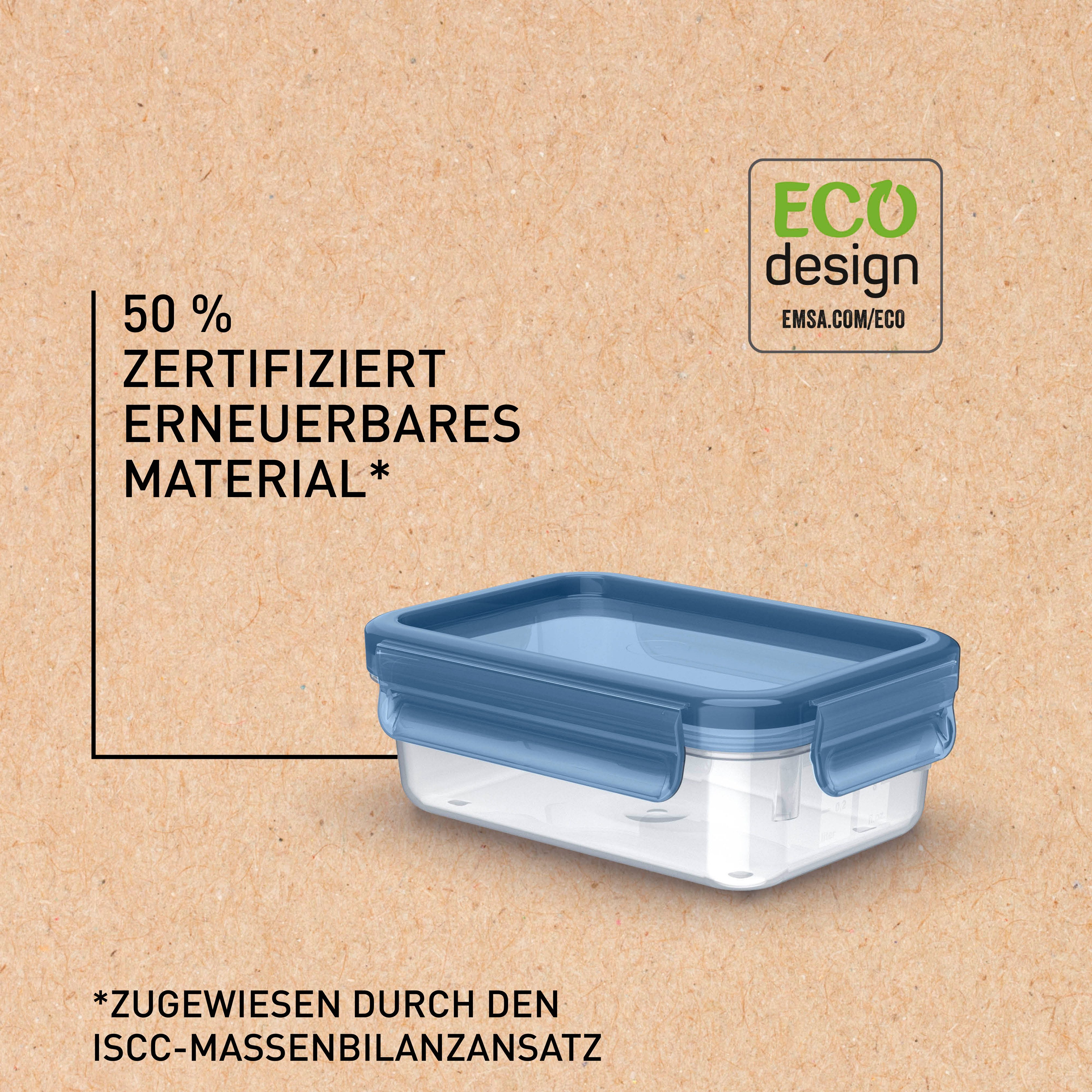 Emsa Frischhaltedose Clip & Close Eco, Polyprophylen (PP), (1-tlg), 100% dicht, mikrowellen-/spülmaschinen-/gefriergeeignet