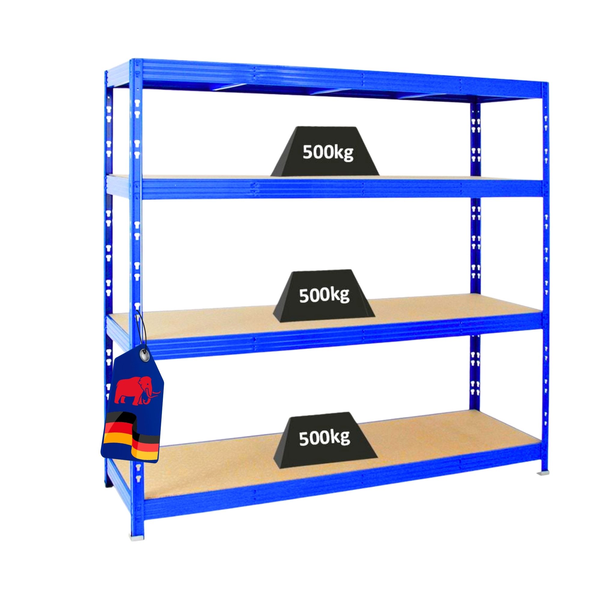 PROREGAL® Schwerlastregal Steckregal Profi-Weitspannregal RHINO bis zu 500kg Fachlast, Diverse Böden-Ausführungen mit Spanplatten, Stahlböden & Gitterböden