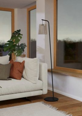 EGLO Stehlampe FATTORIA, ohne Leuchtmittel, Standleuchte, Metall in Schwarz, Holz und weißem Textil, E27, 170 cm