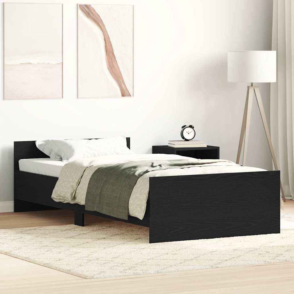 vidaXL Bett Bettgestell ohne Matratze Schwarz Eichen-Optik 90x200 cm
