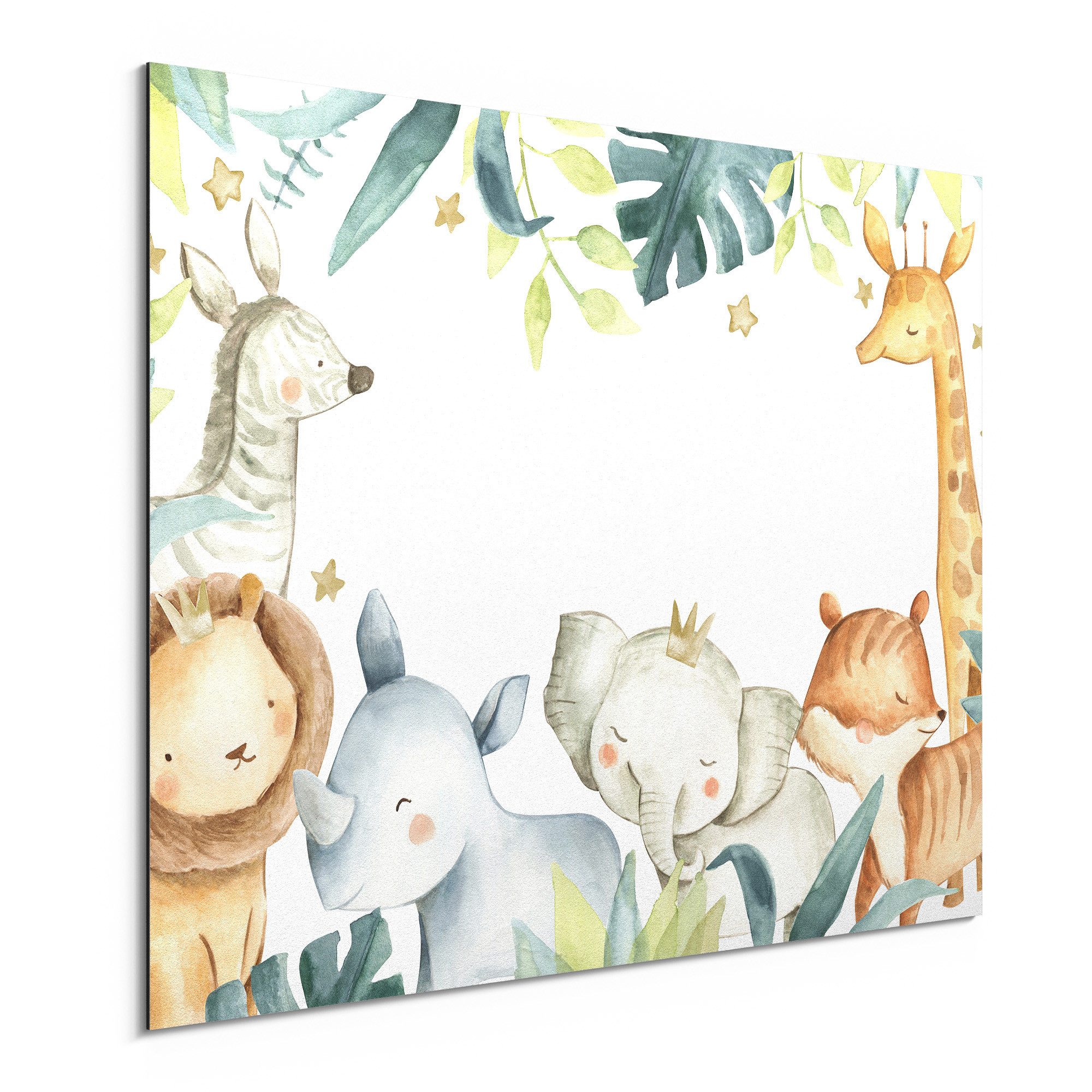 DEQORI Metallbild 'Niedlich gemalte Tiere', Alu Dibond Bild Aluminium Aluverbundplatte Design Wandbild Aludibond