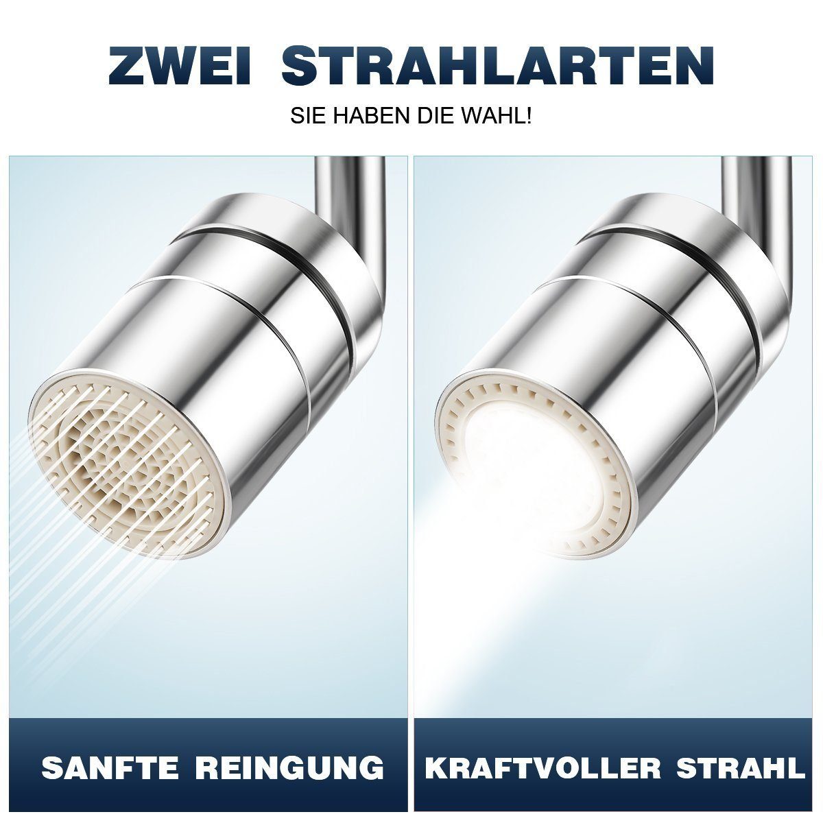 Stücke 720° Luftsprudler Wasserhahn iscooter Universal Strahlregler Aufsatz Drehbarer Stücke Sprudler 2 Wasserhahn mit Küchenarmatur 1 M24 Messing M22-