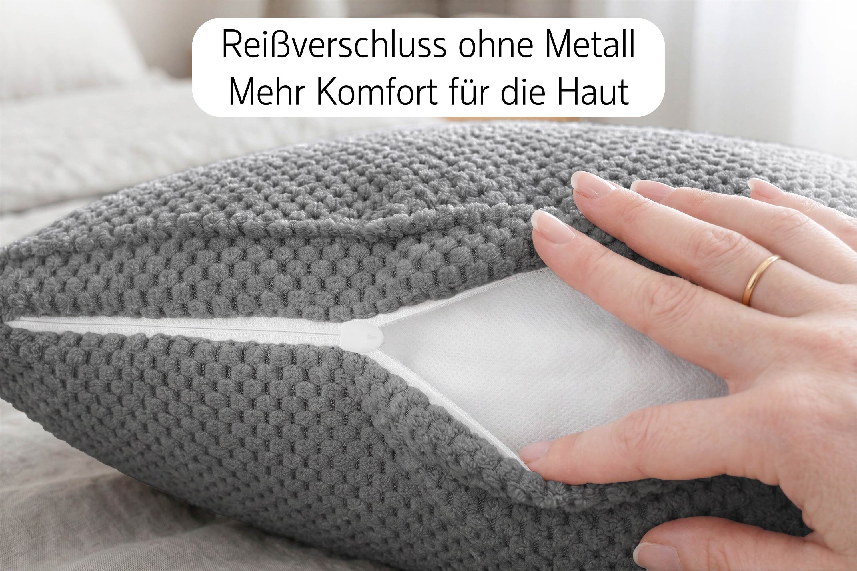 Amilian Dekokissen 4er Set Dekokissen mit Füllung, für Sofa Sessel und Bett geeignet pflegeleicht und waschbar