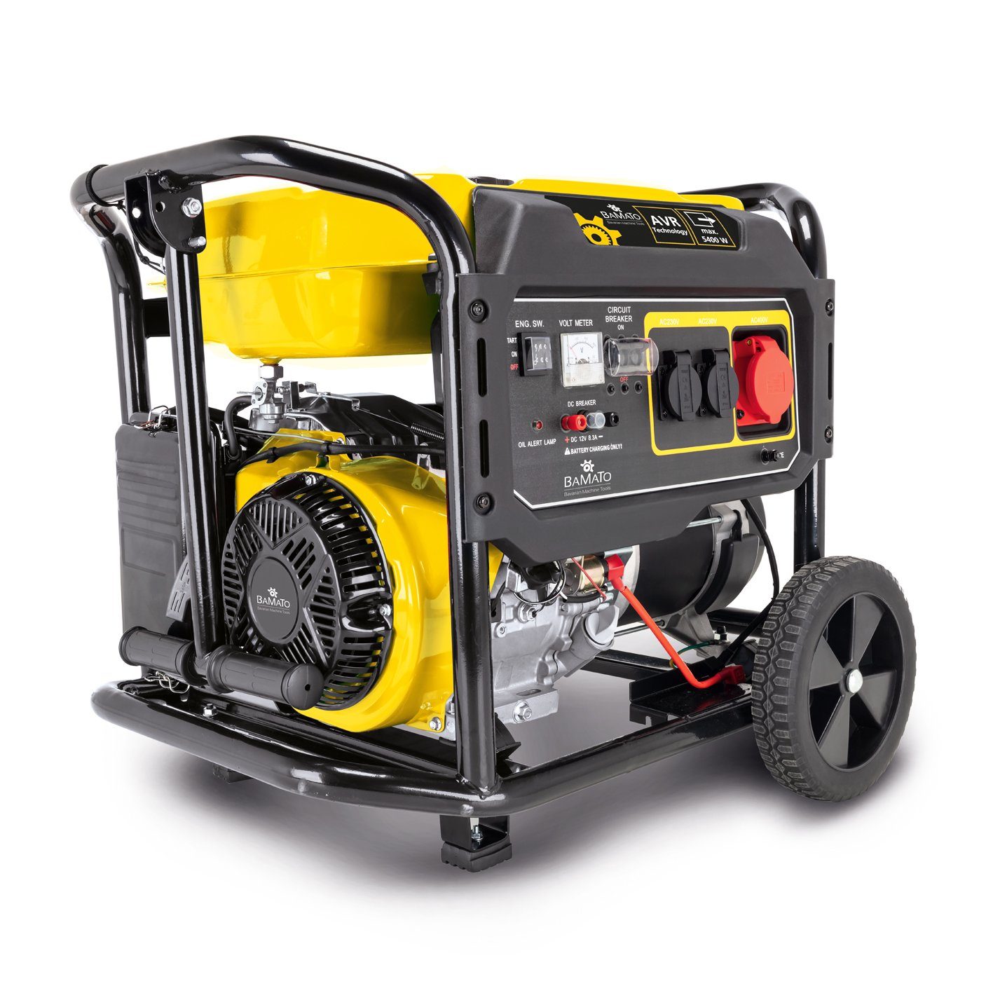 BAMATO Генераторы BGE-5400, 5,4 in kW, (1-tlg), AVR Stromgenerator, Fahrwerk, Transportgriff, Kupferwicklung E-Start