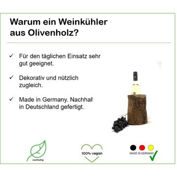 Olivenholz-erleben Weinkühler Weinkühler rustikal aus Olivenholz Flaschen kühlen Weinkenner Geschenk, hitzebeständig, robust, langlebig
