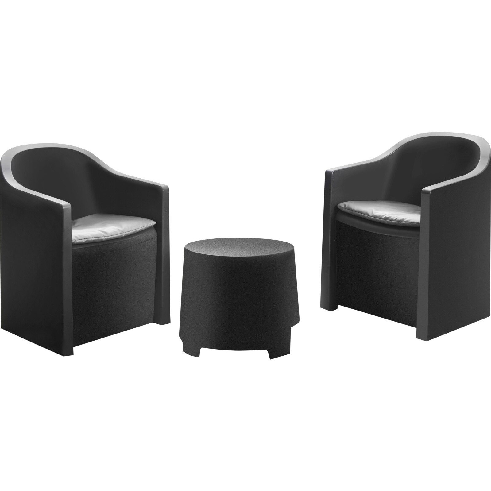 Progarden Sitzgruppe Gartenmöbel Sitzgruppe Weiß Kunststoff 3 Tlg., (Set, 3-tlg., Tisch + 2 Крісла), UV-Beständig, Robust, Wetterfest, Made in Italy, Hochwertig