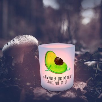 Mr. & Mrs. Panda Windlicht Avocado Schwangerschaft - Transparent - Geschenk, Vegan, Wunder, Teel (1 St), Stimmungsvolle Beleuchtung