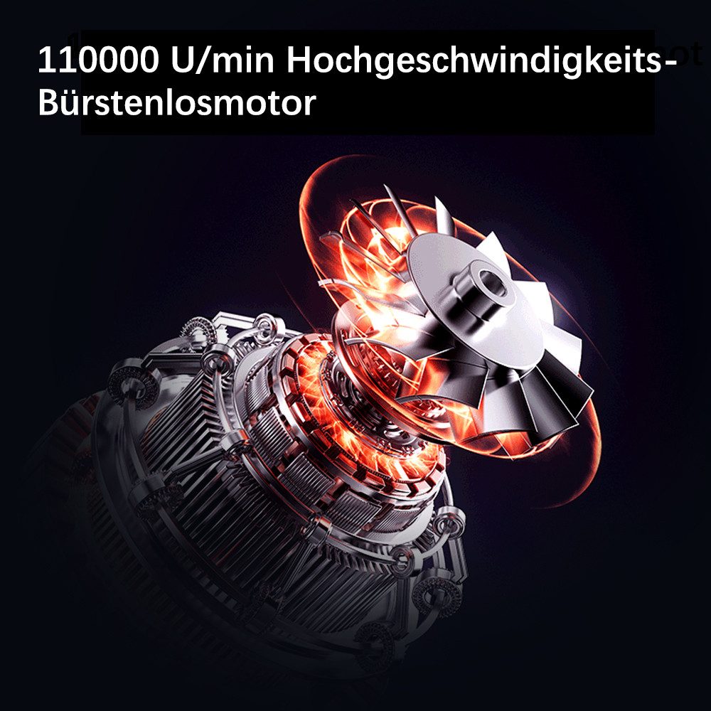 skelo Handstaubsauger 4 Gang Elektrische Staubgebläse Druckluftspray, 110000 U/min, 5000mAh, 184 W, Beutellos, USB-Aufladung, Electric Air Duster, für Computer, Outdoor und Auto