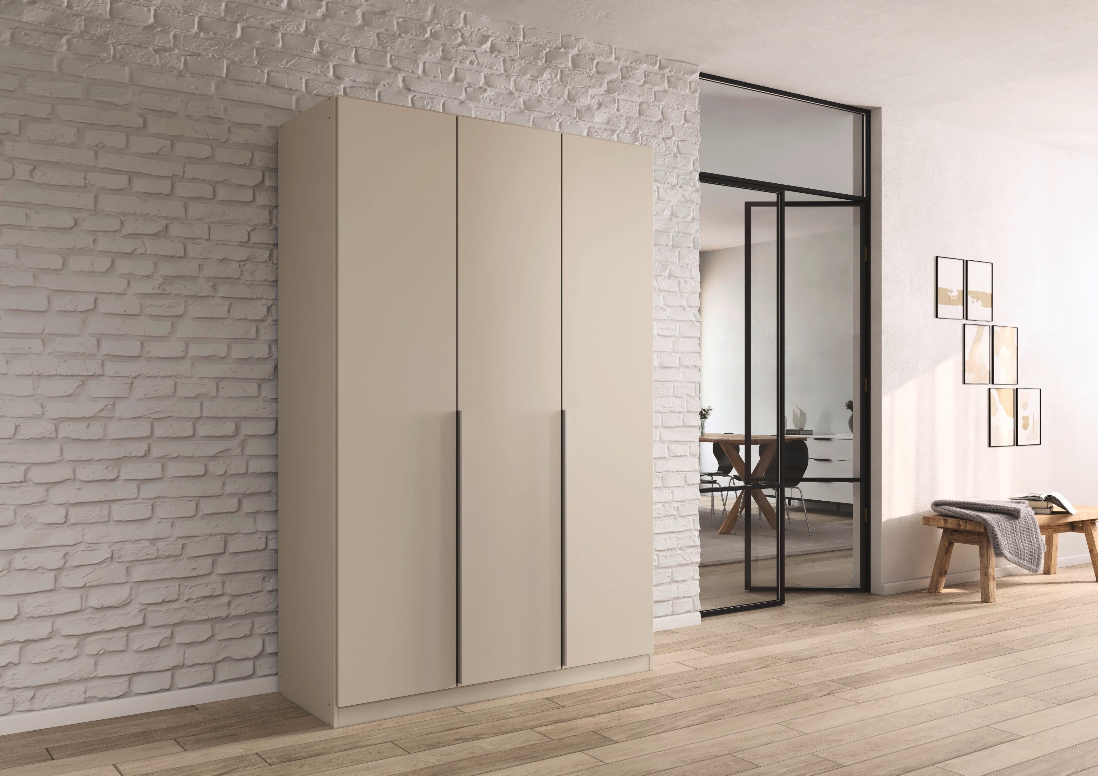 OTTO home Drehtürenschrank Kleiderschrank Schrank Garderobe AGORDO Schlafzimmer (in zwei Griff-Farben, Breiten 91-405 cm, Dekor- oder Hochglanzfront) durchdachte Innenausstattung, in 8 Breiten und 2 Höhen MADE IN GERMANY