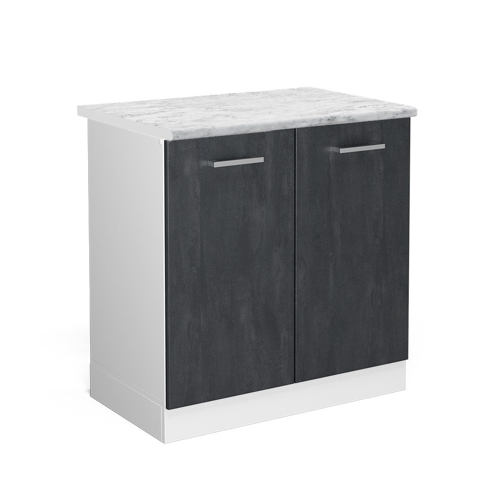 Vicco Spülenunterschrank R-Line, Schwarz Beton/Weiß, 80 günstig online kaufen