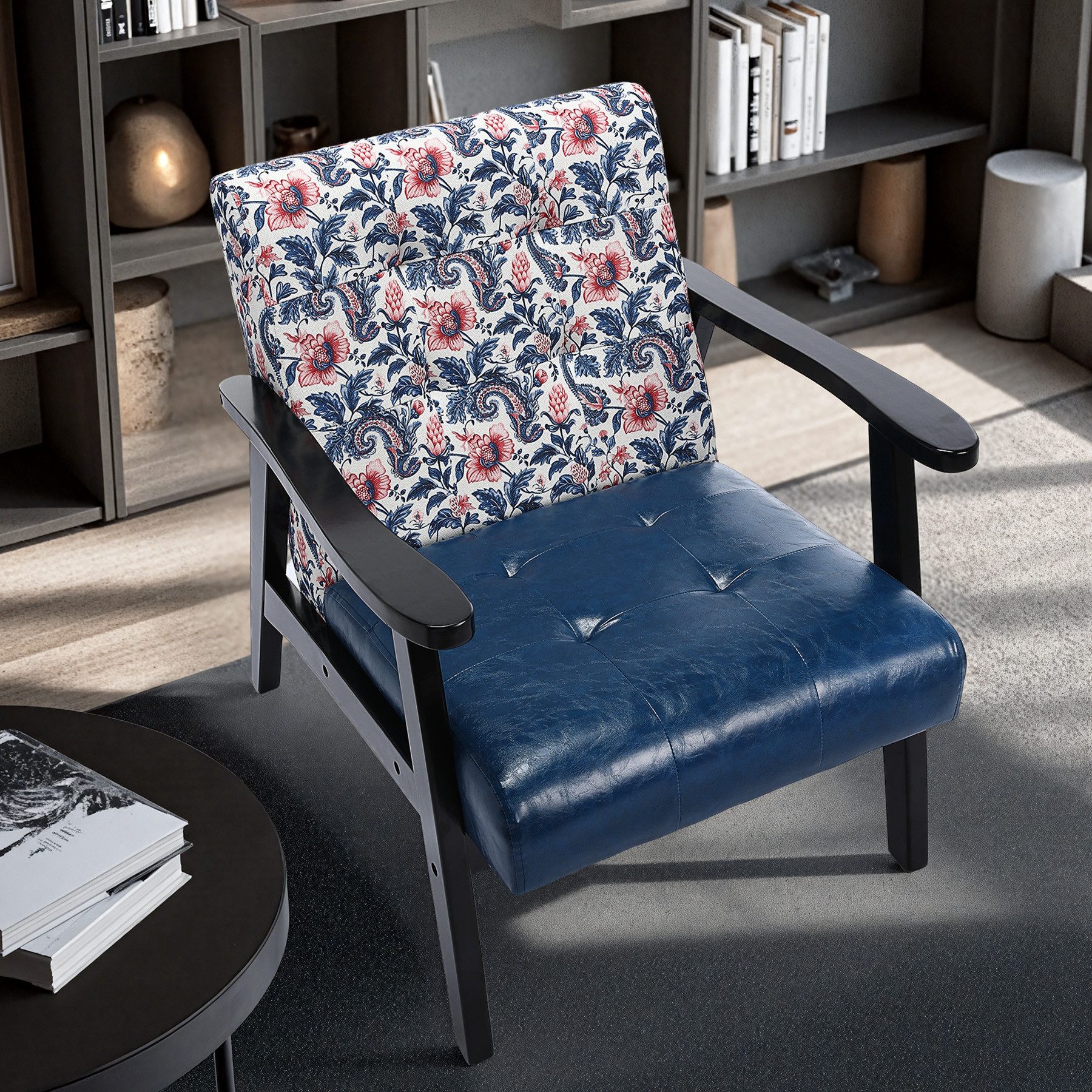 HomeMiYN Loungesessel Retro Holzsessel Loungesessel Polsterstuhl günstig online kaufen