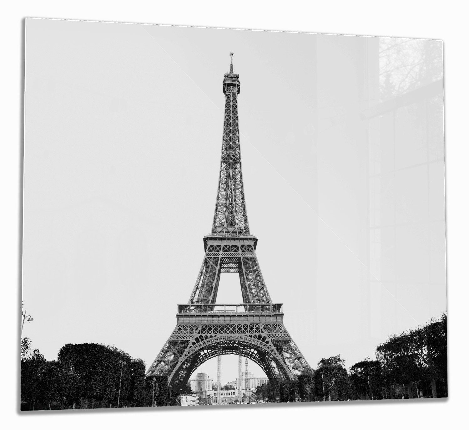 Wallario Herd-Abdeckplatte Eiffelturm in Paris - schwarz weiß, ESG-Sicherheitsglas, (Glasplatte, 1 tlg., inkl. 5mm Noppen), verschiedene Größen