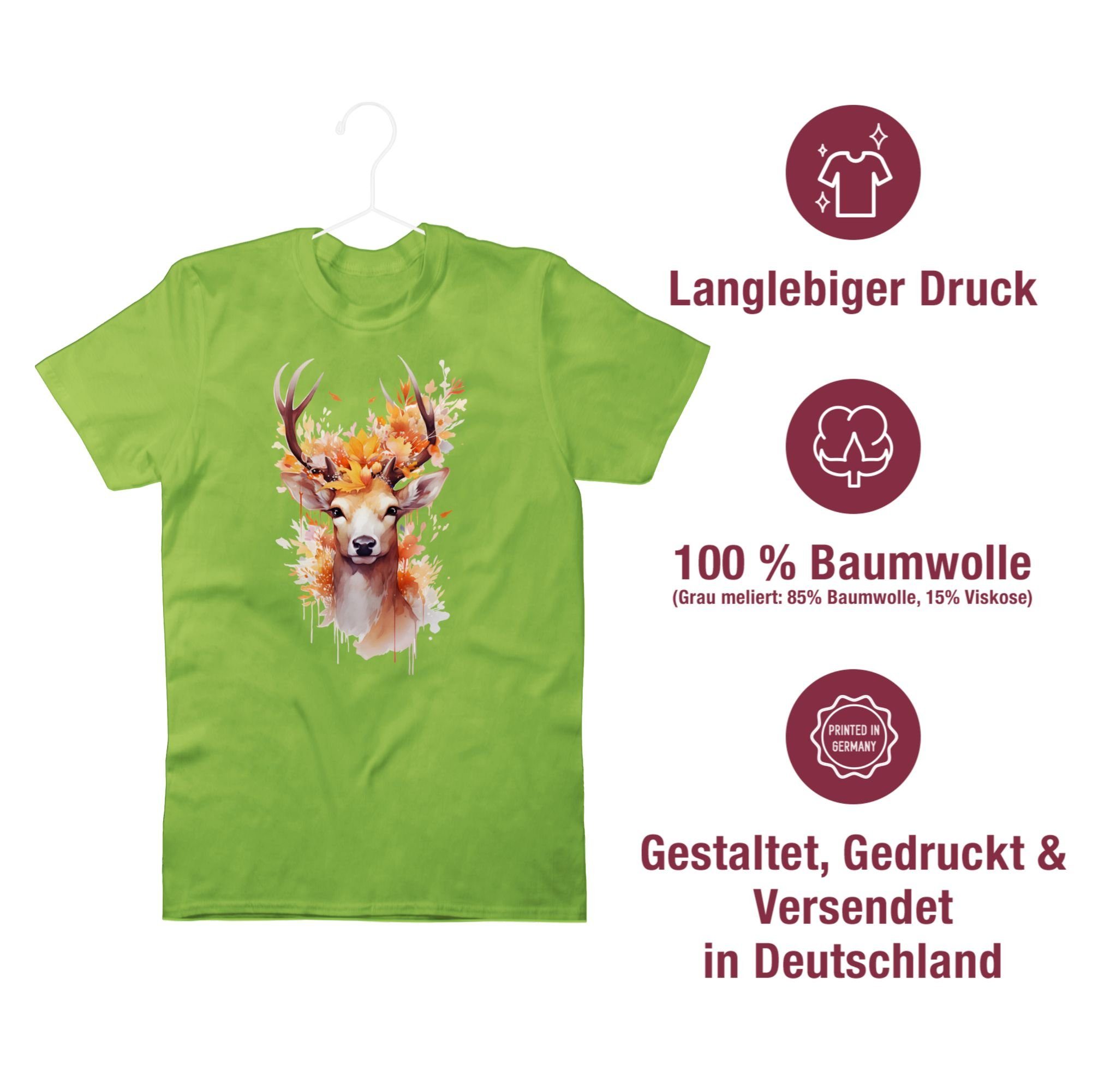 Hirschgeweih Oktoberfest Jägerin Shirtracer Geweih Hellgrün Mode Geschenk Jagd Hirsch Hirschmotiv Jäger Herren T-Shirt für 03