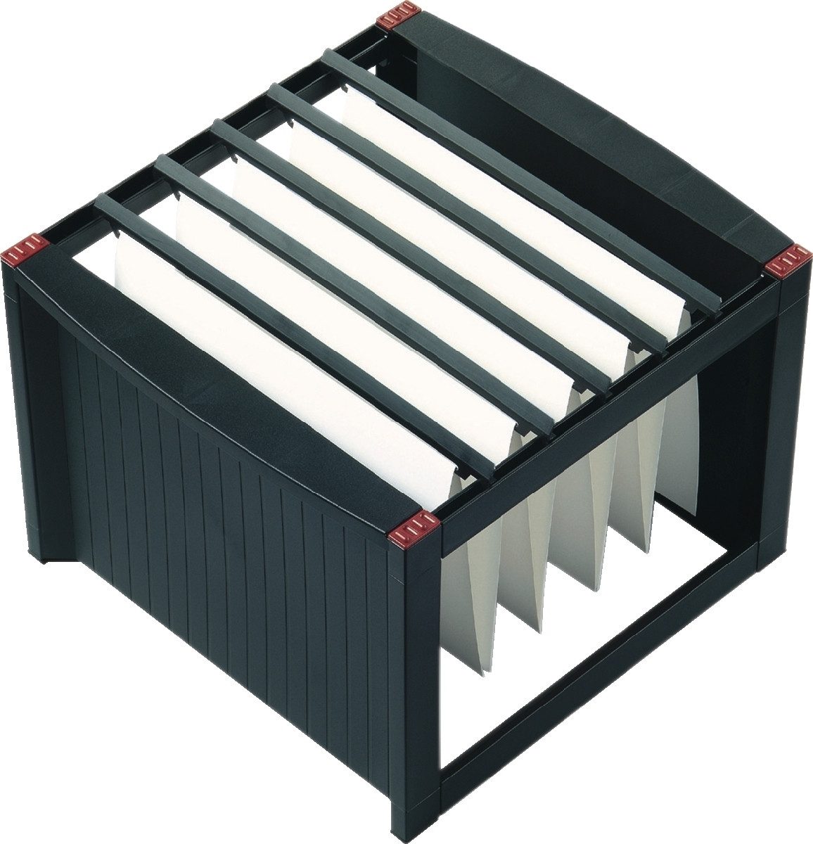 Aufbewahrungsbox Hängemappenbox 36x38x27,2cm schwarz/rot.