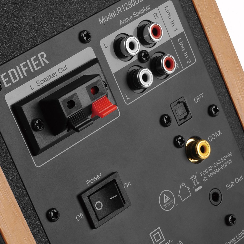 Edifier® R1280DBs Stereo Regal-Lautsprecher paar) 42 W, Soundfield Fernsteuerung, (Bluetooth, Braun Spatializer