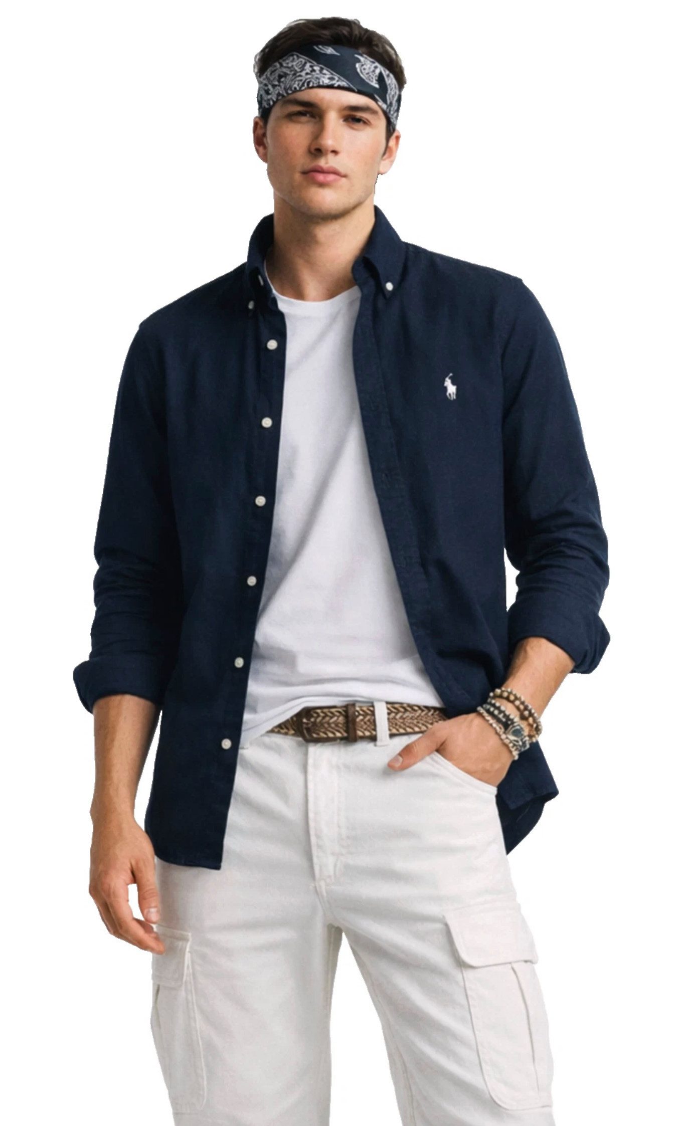 Polo Ralph Lauren Langarmhemd Herren Hemd Custom Slim Fit Oxford Navy Butto günstig online kaufen
