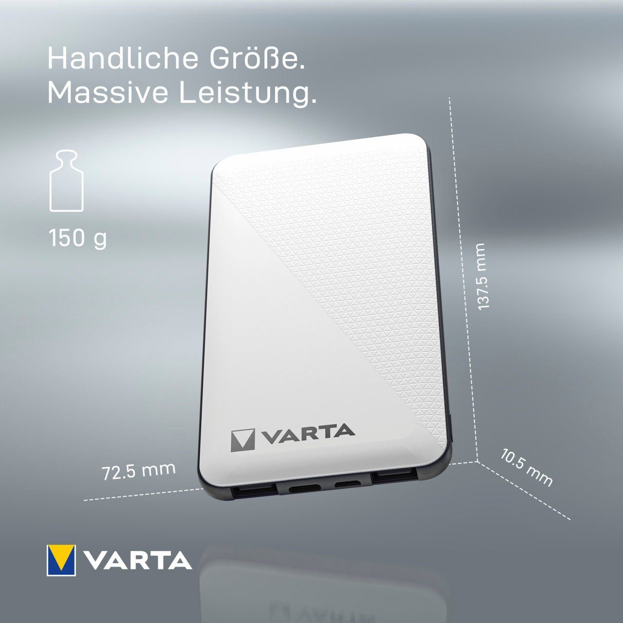 VARTA Power Bank Energy 5000 + Ladekabel, 5000mAh Powerbank mit USB Type C Powerbank 5000 mAh (3,7 V, 1 St)