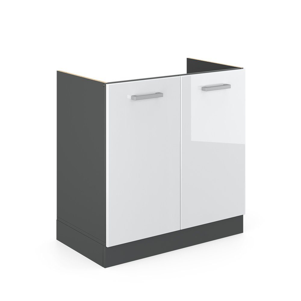 Vicco Unterschrank R-Line, Weiß Hochglanz/Anthrazit, 80 cm ohne Arbeitsplatte (1-St)