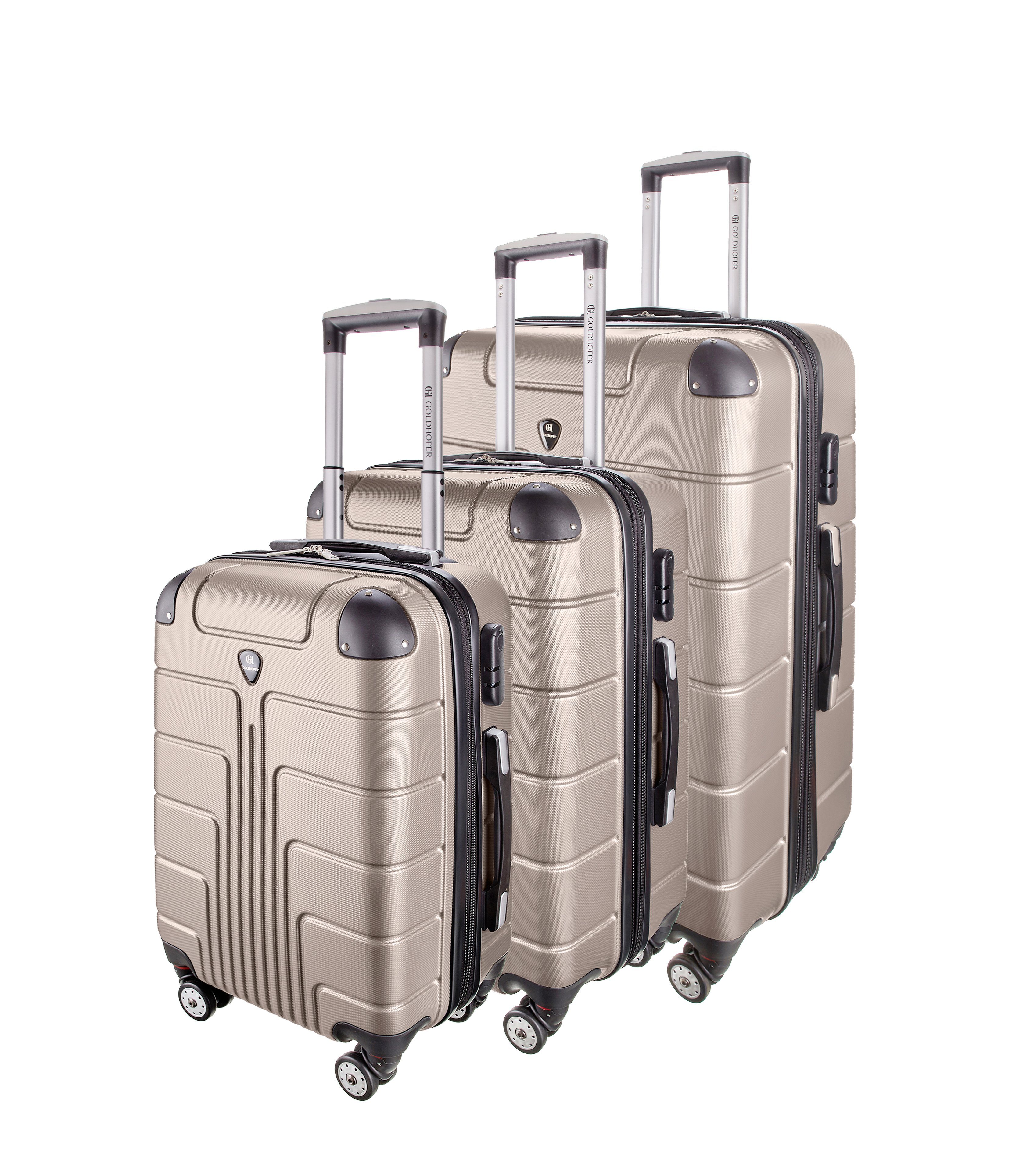 Goldhofer Kofferset verschiedene Modelle in 3 Größen & Farben mit 360° Leichtlaufrollen, (Set, 3 TLG), Außen Material ABS - Wasserabweisend