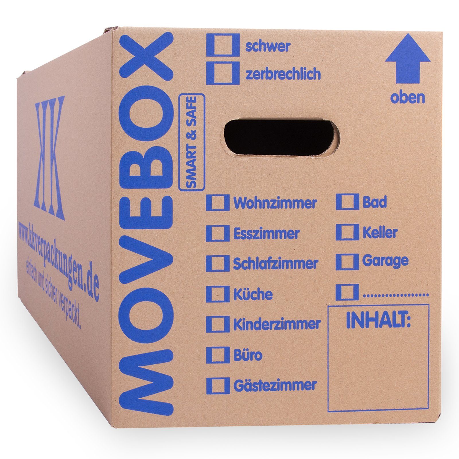 KK Verpackungen Umzugskarton, 15 Umzugskartons Movebox Smart & Safe Umzugskiste 30 kg Braun