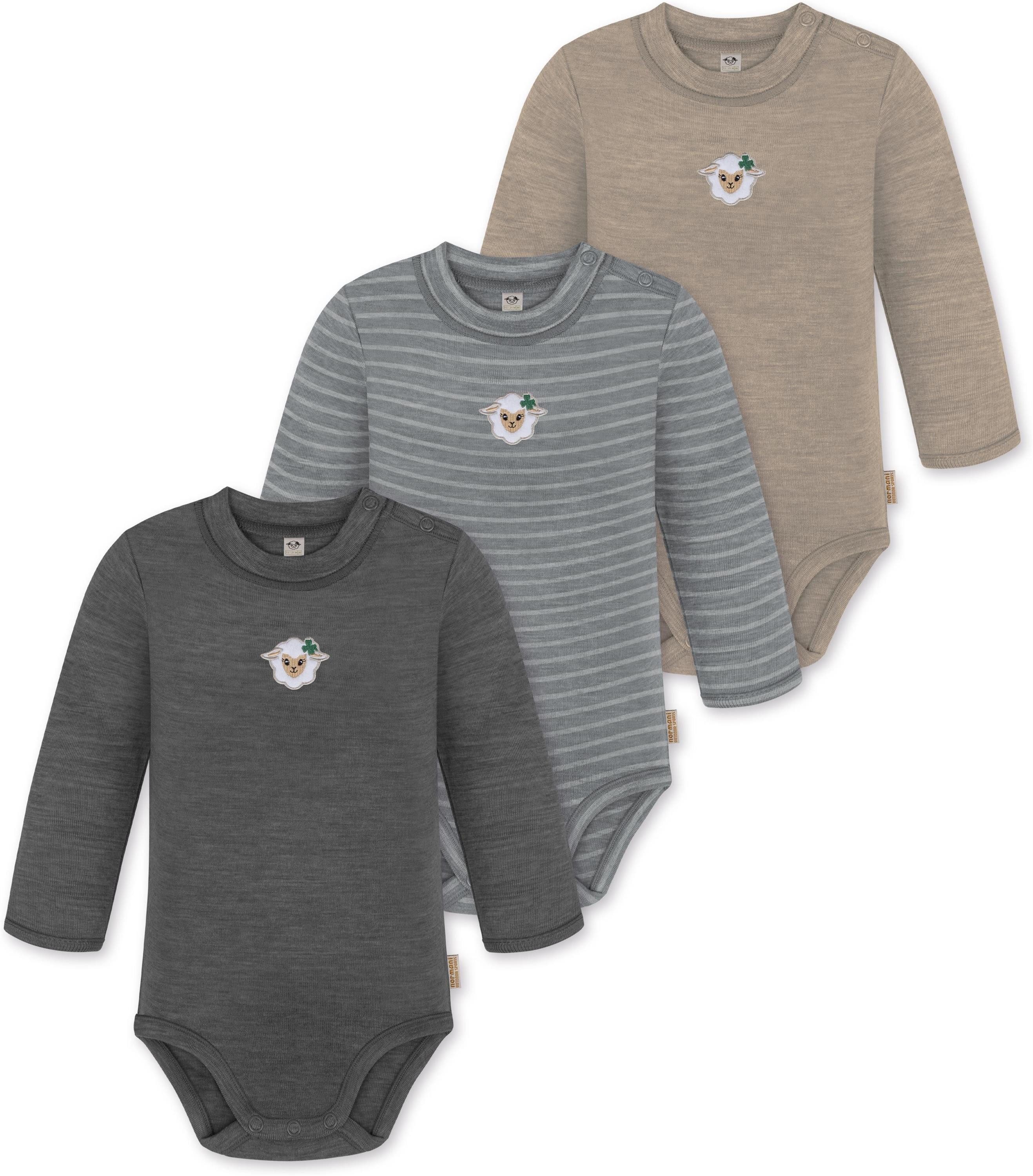 Langarmwickelbody 3er Pack Baby Merino Langarmbody „Tuai"