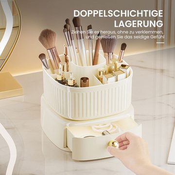 MAGICSHE Make-Up Organizer 360°Drehbarer Pinsel Organizer mit Schublade,Kosmetik Aufbewahrung