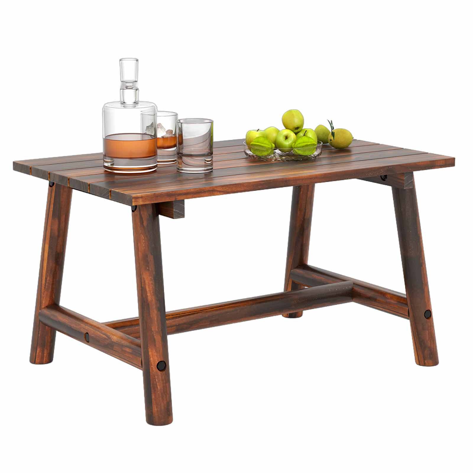 COSTWAY Gartentisch (1-St), Outdoor-Couchtisch, Massivholz-Terrassentisch