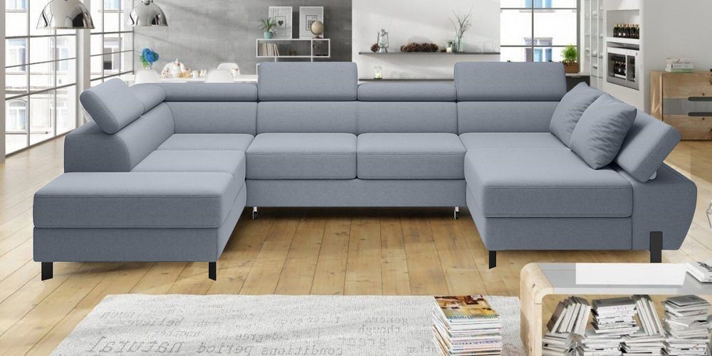 Stylefy Wohnlandschaft Molinardi XL, Sofa, U-Form, mane links oder rechts bestellbar, mit Bettfunktion und Bettkasten, Relaxfunktion, Modern Design