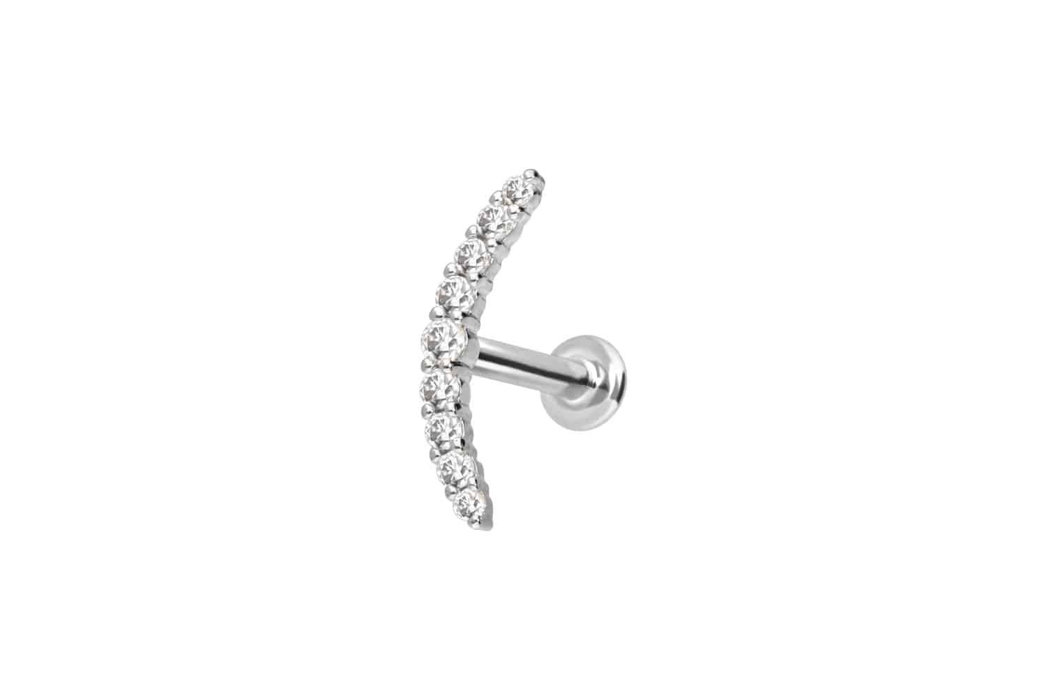 Piercing-Set 14 Karat Gold Labret mit Push Fit MOISSANIT-BOGEN