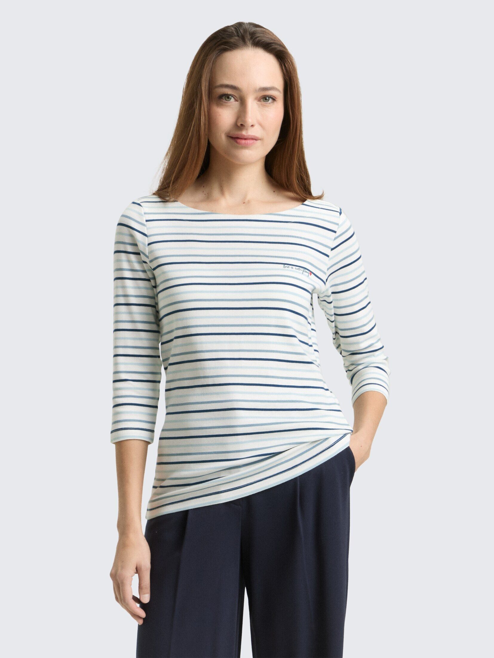 TOM TAILOR 3/4-Arm-Shirt T-Shirt Langarmshirt mit Streifenmuster günstig online kaufen