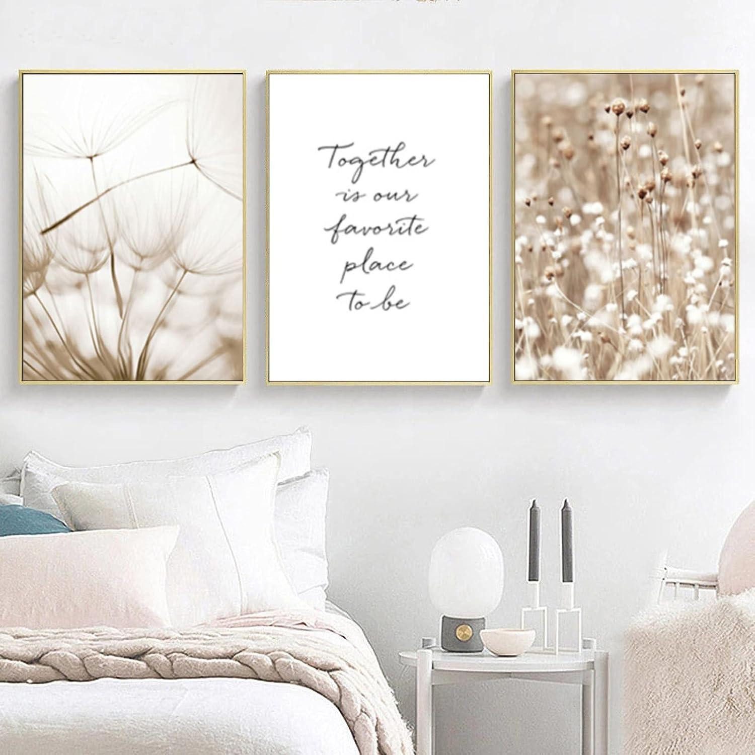 LuxusKollektion Poster Poster 3er Set Pampas Wandbilder Wohnzimmer rahmenlos Beige 21x30cm B