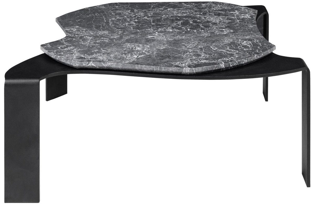 Grau H. x 32,5 Couchtisch Wohnzimmertisch Marmorplatte mit Luxus Designer Casa cm Couchtisch Padrino x Schwarz 75,5 / - 78