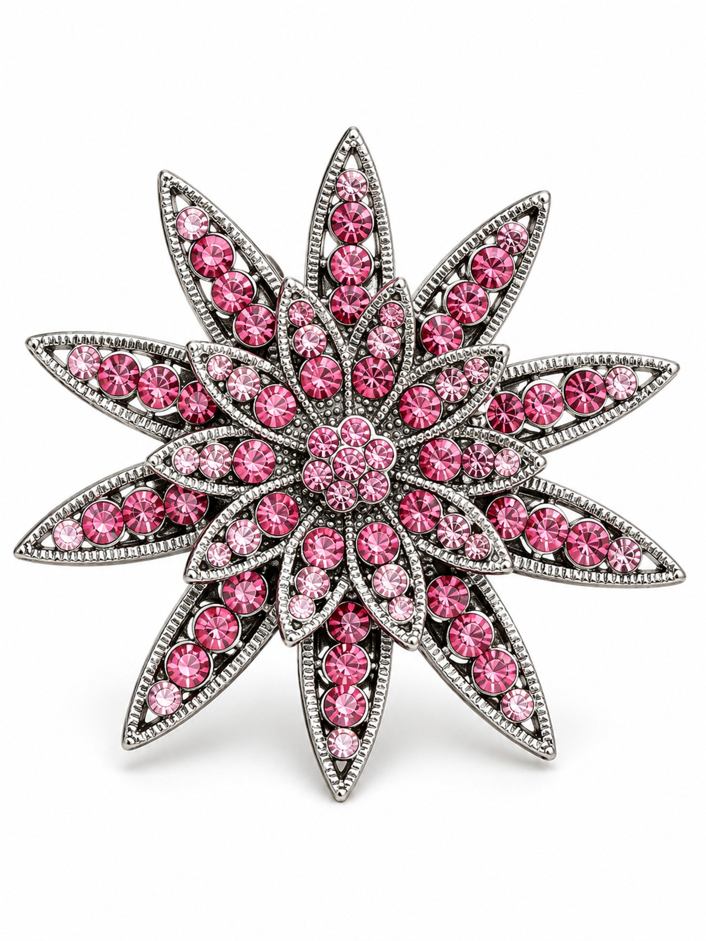 COLLEZIONE ALESSANDRO Brosche Sternblüte, Sternblüte mit rosa funkelnden Glassteinen