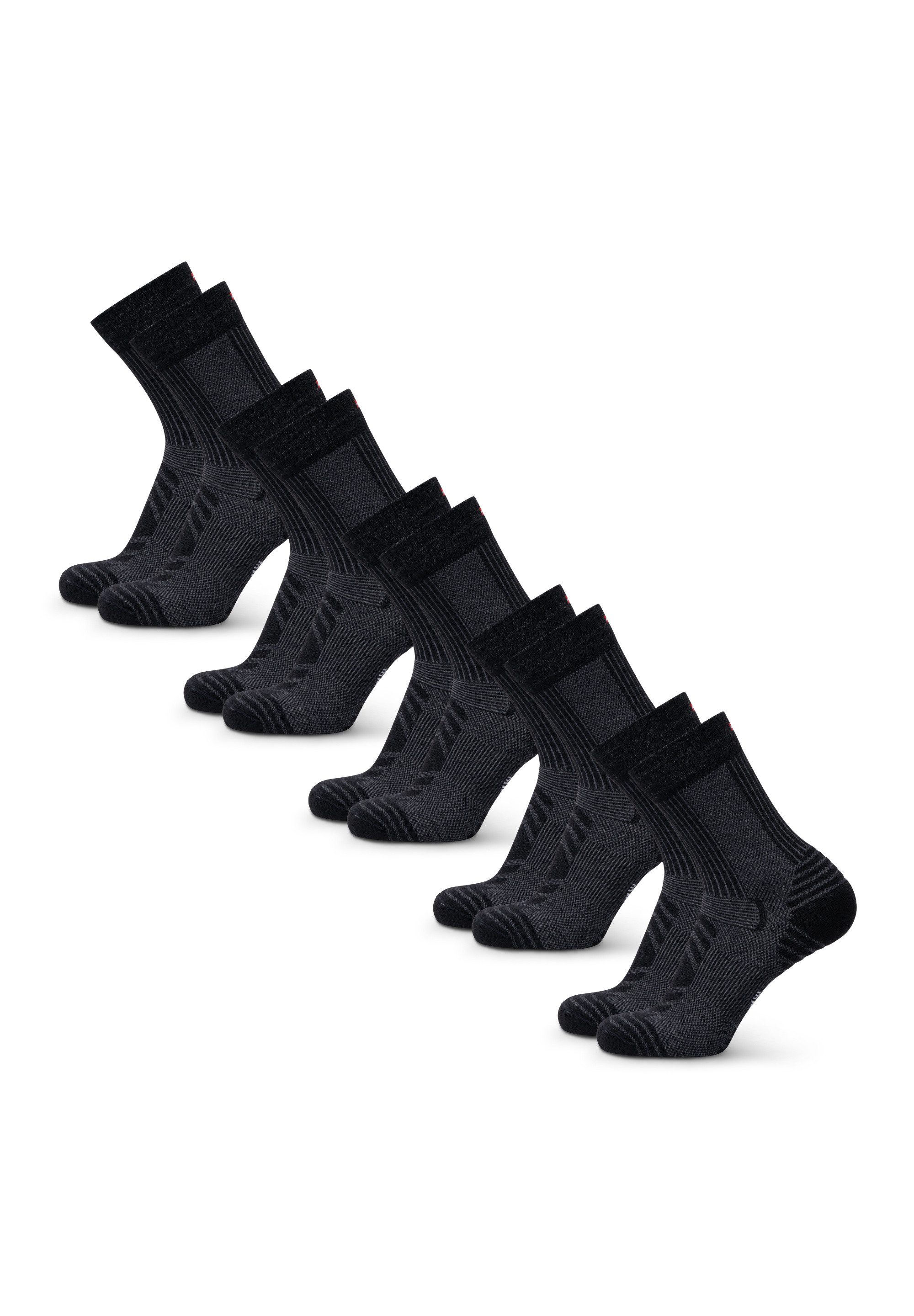DANISH ENDURANCE Basicsocken Merino Hiking Light (5-Paar) Leicht & gepolstert, Anti-Blasen Socken, Ideal zum Wandern