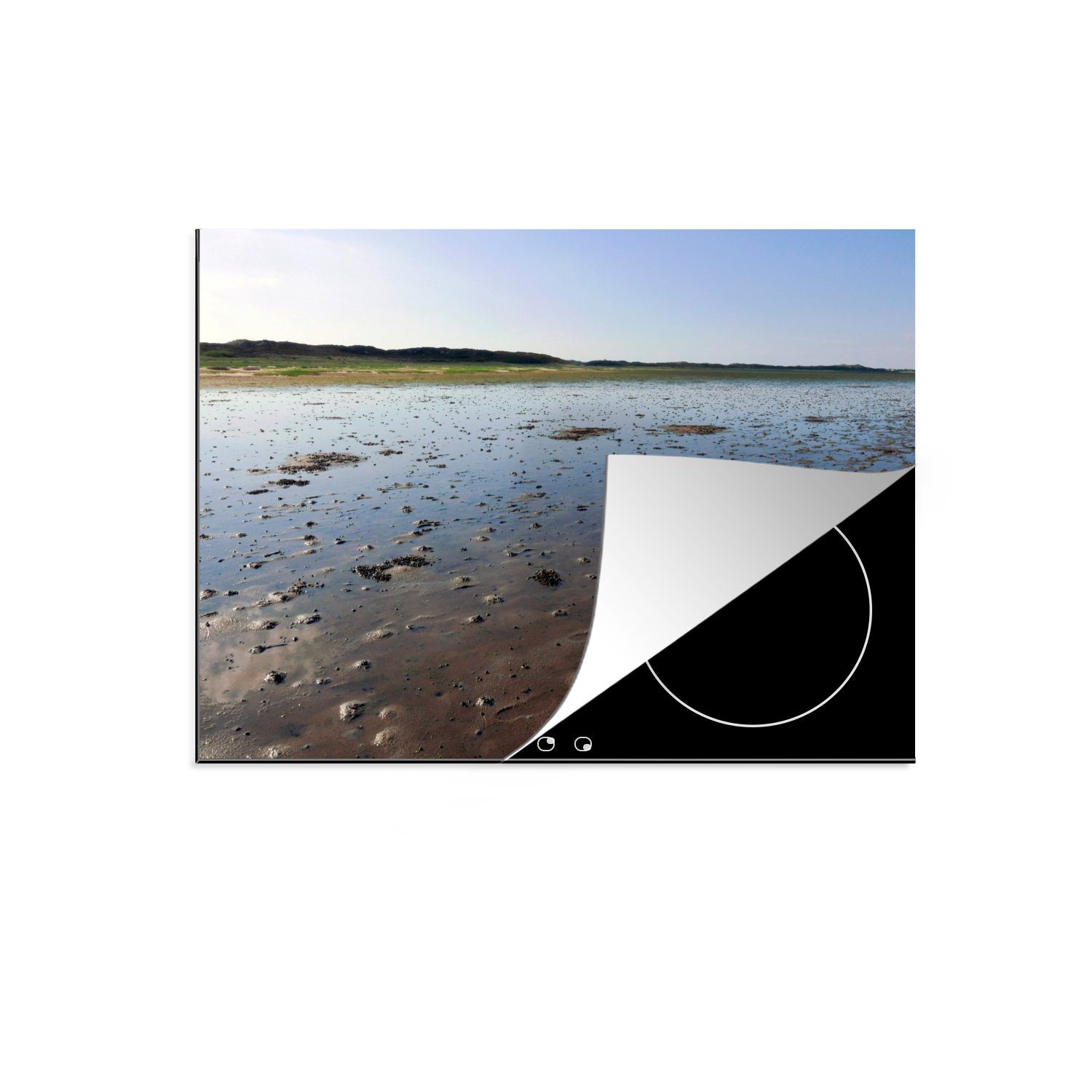 MuchoWow Herdblende-/Abdeckplatte Wasser - Sand - Luft, Vinyl, (1 tlg), 71x52 cm, Induktionskochfeld Schutz für die küche, Ceranfeldabdeckung