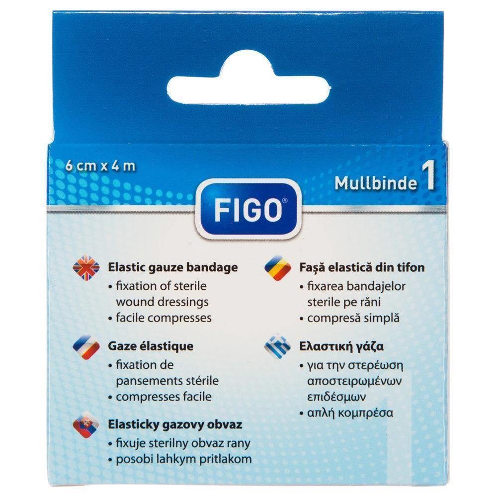 FIGO Bandage Mullbinde 60mm x 4000mm weiß 1 Stück (Set, 1-tlg., elastische Fixierbinde), Mullbinde Fixierbinde Bandage Komfortverband