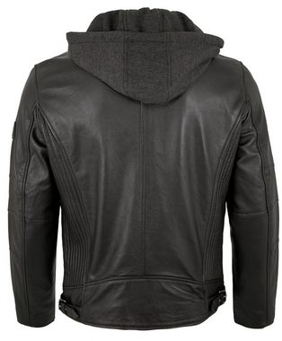 Otto Kern Lederjacke Lando/M Echtleder Herren Lederjacke Kapuze Lammnappa schwarz