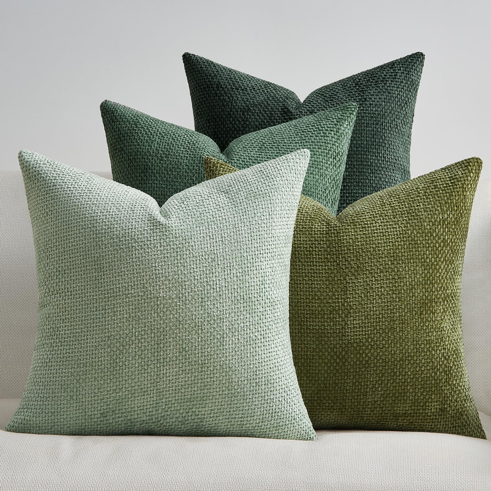 Topfinel Kissenbezug 40x40 samt kissenbezüge 50x50 Weich Sofa Deko Rattanstreifen, kissenbezug 4er set grün Farbverlauf Wohnzimmer Kinder Hautfreundlich